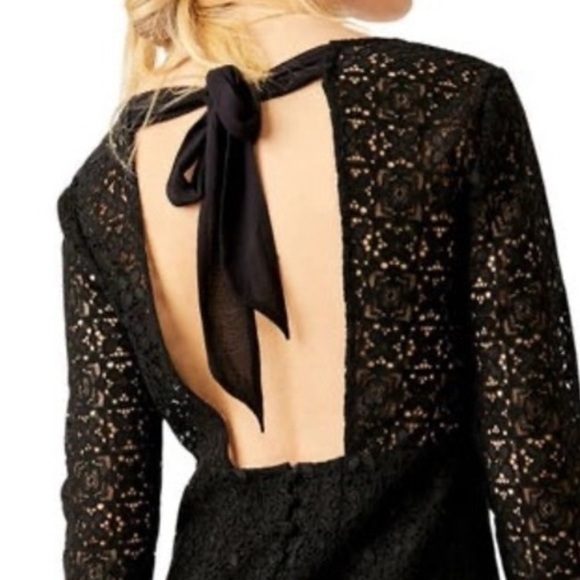 NWT FREE PEOPLE honey honey black lace long sleeve mini dress size 4 - Picture 4 of 16